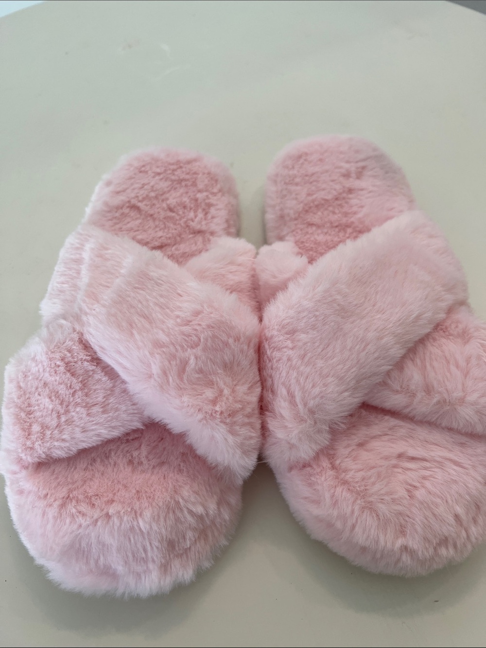 Plush Cross-Band Women's Slide Slippers - Pink